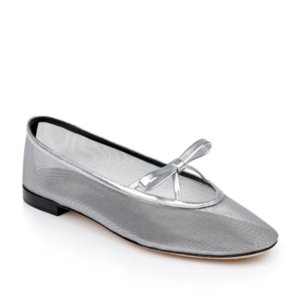Dee Ocleppo Dixon II Ballerina Sandals Silver Mesh with Bow